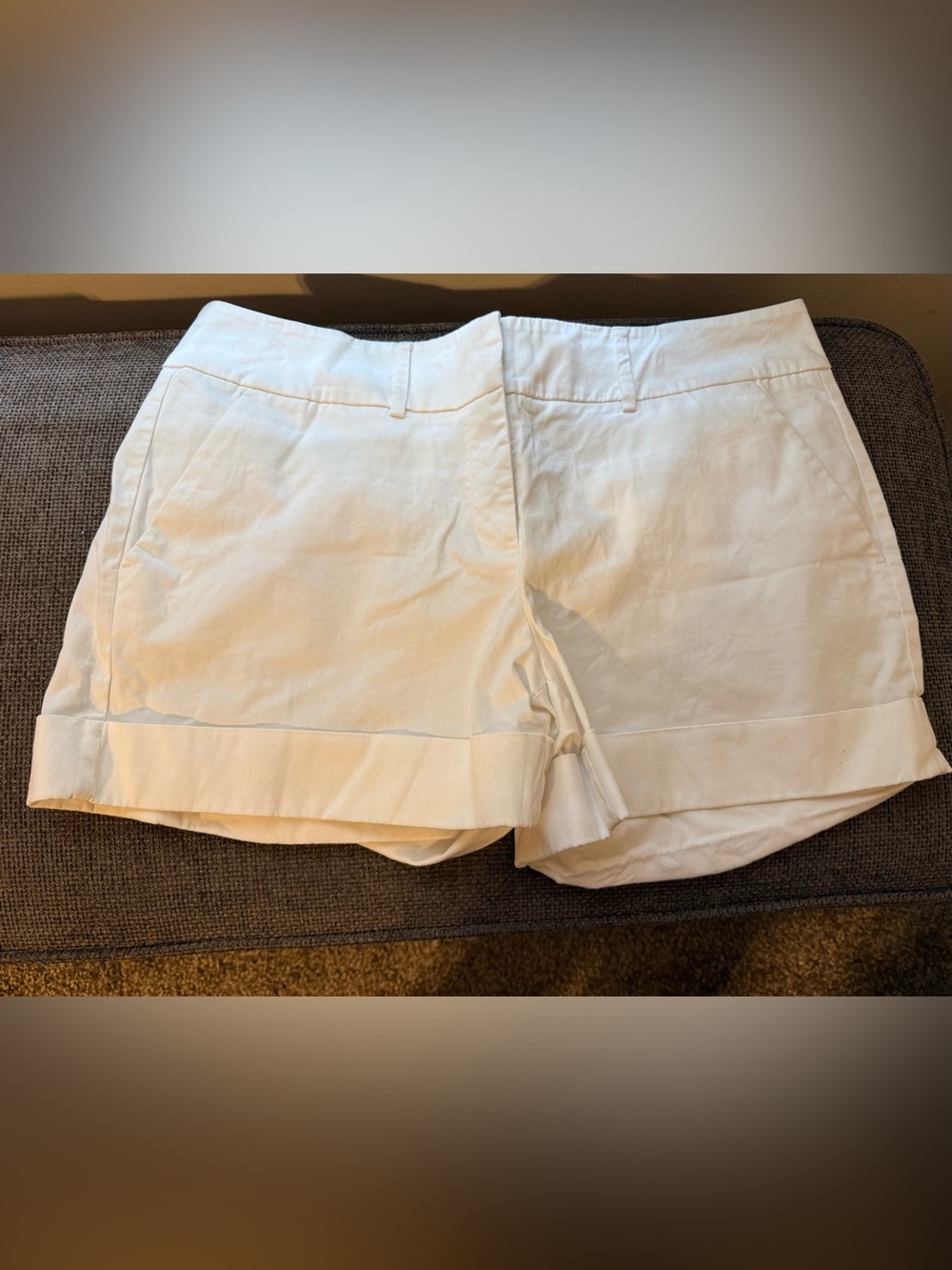 New York & Company White Cuffed Cotton Bermuda Shorts
